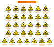 set of din 4844-2 warning signs on white background