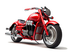 Red Motorcycle On Transparent Background