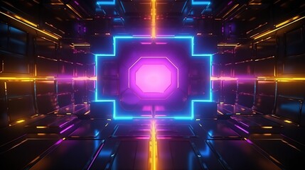 Wall Mural - abstract background with neon lights. futuristic interface. sci-fi style. created with generative ai