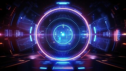Wall Mural - abstract background with neon lights. futuristic interface. sci-fi style. created with generative ai