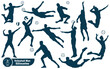 Male Volleyball Player Sports silhouettes vector Illustration