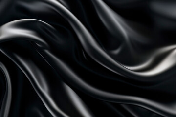 Abstract Black silk fabric satin background