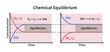 © petrroudny - Two vector diagrams with chemical equilibrium – how concentrations of components in chemical reaction change with time. Attainment of equilibrium, forward reaction and reverse or backward reaction.