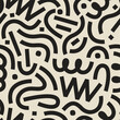 Geometric grunge pattern. Abstract art background in Memphis style. Wavy and swirled brush strokes. Thick and bold texture curved lines.