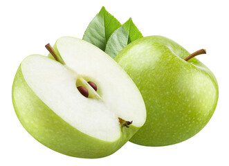 Wall Mural - Delicious green apples cut out