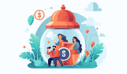 Poster - Safe with money protection and growth of savings, profitable business, successful startup Concept Illustration Generative AI.