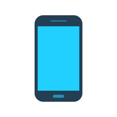 Wall Mural - flat mobile phone blue color icon isolated vector illustration