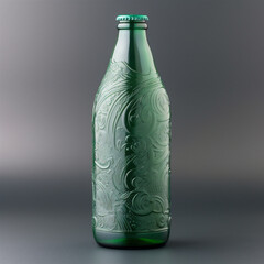 Wall Mural - Closeup glass bottle with beautiful green pattern