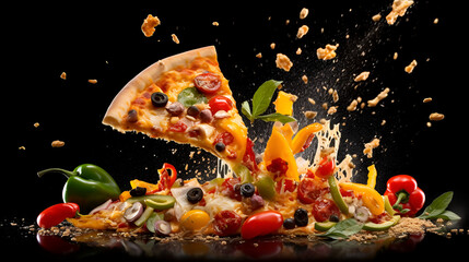 Wall Mural - Pizza Explosion Snapshot