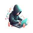 © KrisetyaStudio - Clever hacker with black hoodie with laptop - Plasticine Illustration 4