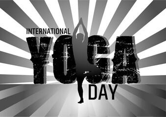 International yoga day. Yoga Body Posture with Text.  vector illustration design