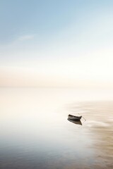 Wall Mural - AI GENERATIVE, abstract boat landscape in the sea, pastel tones, blue hour, long exposure