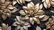 © mizan - abstract black and gold and white floral pattern background, Generative AI
