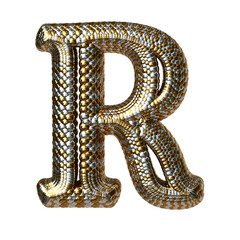 Symbol made of gold and silver like the scales of a snake. letter r