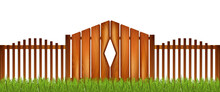 Wooden Fence Realistic Composition