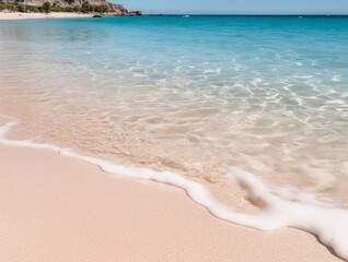  Close-up soft wave of the sea on the sandy beach