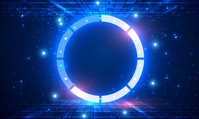 Wall Mural - abstract futuristic background of neon circle round glowing technology sci fi frame. futuristic sci-
