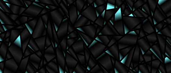 Wall Mural - Dark black mosaic background. Abstract black background with glow crystals. Modern black abstract vector texture.