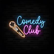 Comedy Club Neon Signs Vector. Design Template Neon Style