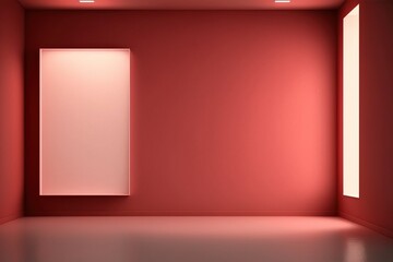 Wall Mural - Empty Red Wall for Product Presentation. Enhancing Product Appeal with Chiaroscuro, The Perfect Empty Red Wall for Mock-Ups. 