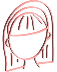 Canvas Print - 3D doodle girl face silhouette