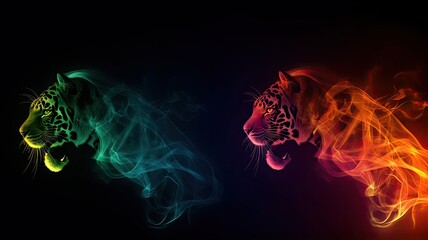 Wall Mural - colored smoke motif animal 