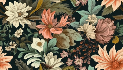 bright floral abstract print. artistic seamless pattern. fashionable template for design