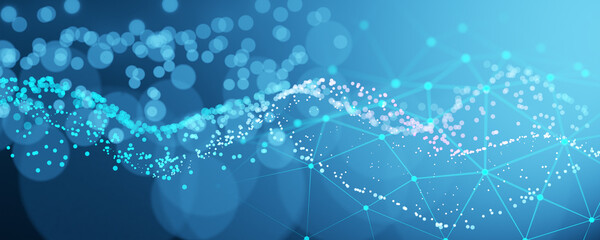 Network structure background. Artificial intelligence. Machine learning. Data background. Zero trust. Neural network. Social network. Big data. Blockchain technology. 3D rendering.