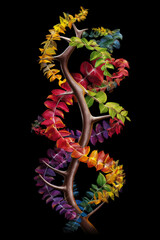 Poster - An artistic representation of a DNA molecule made of intertwined branches and leaves, symbolizing the interconnectedness  Generative AI technology.