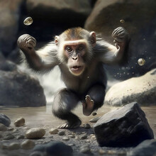 Monkey Throwing Rocks