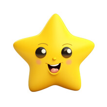 Cute Yellow Star Smiling With A Face On A Transparent Background, Generative AI