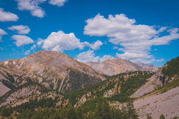 Wall Mural - A picturesque landscape of the French Alps mountains on a hike from Chalets de Clapeyto to Col du Cros