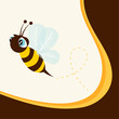 Honeybee cartoon character framed by wavy lines vector illustration