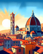 Illustration of beautiful view of Florence, Italy
