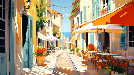 Wall Mural - Beautiful summer day in a small town by the sea