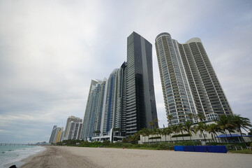 View of Sunny Isles Beach during cloudy winter day (Florida, USA)