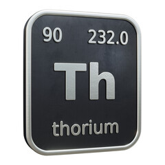Wall Mural - Three-dimensional icon of the chemical element of Thorium isolated on transparent background. 3D rendering