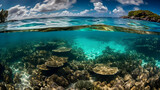 Fototapeta Do akwarium - 煌めく波の下の熱帯楽園 No.009 | Tropical Paradise Beneath the Glistening Waves Generative AI