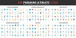 © lembergvector - Network communication, cyber security color flat icons set vector illustration. Abstract symbols of programming and information technology, cloud computing simple design for mobile and web apps