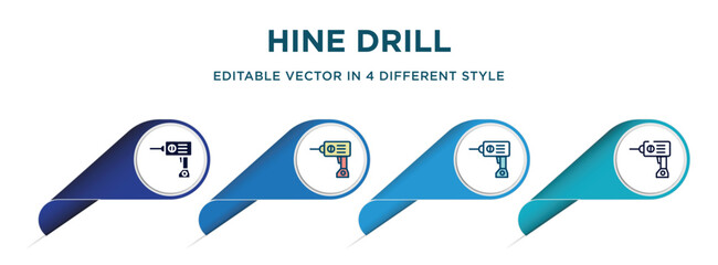 Wall Mural - hine drill icon in 4 different styles such as filled, color, glyph, colorful, lineal color. set of vector for web, mobile, ui