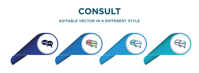 consult icon in 4 different styles such as filled, color, glyph, colorful, lineal color. set of vector for web, mobile, ui