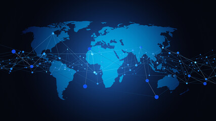 Wall Mural - Globalization and communication concept. Earth and luminous rays. 3d rendering
