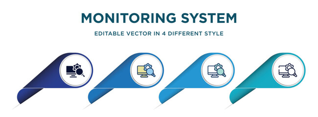 Poster - monitoring system icon in 4 different styles such as filled, color, glyph, colorful, lineal color. set of vector for web, mobile, ui