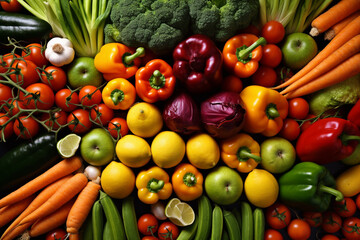 Wall Mural - A background photo of vegetables, a healthy diet concept image, Generative AI