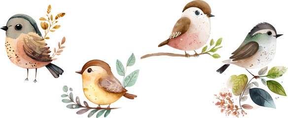 bird nature watercolor neutral colors for kids simple drawing childish cute