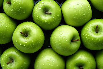 Sticker - A pile of green apples with water droplets on them