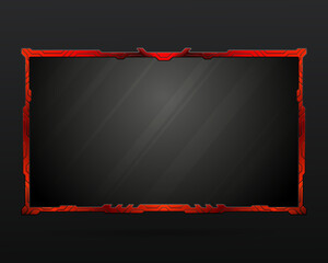 Abstract black and red border live stream webcam overlay screen panel frame template for video broadcast