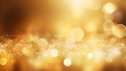 Sticker - Gold glitters background. shimmering blur spot lights Bokeh Shiny gold light background texture.