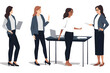 women in full-length sleeves office business job on white background. Neural network generated in May 2023. Not based on any actual person, scene or pattern. Generative AI