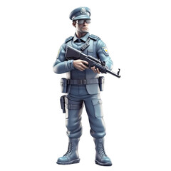 Confident law enforcement officer with uniform with handgun - Plasticine Illustration 1